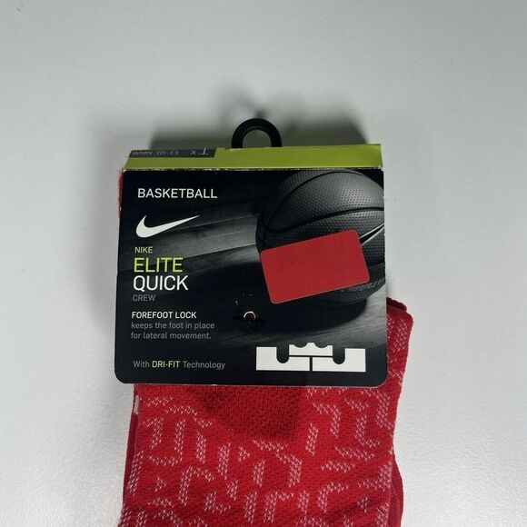 Nike Basketball LeBron Elite Quick Red Socks Men’s Size 8-12 Rare HTF New - Picture 2 of 4